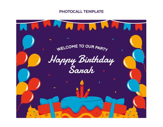 Free vector flat design minimal birthday photocall