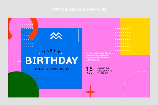 Плоский дизайн минимальный день рождения подергивание фона