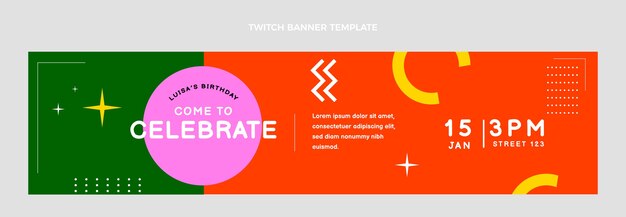 Flat design minimal birthday twitch banner