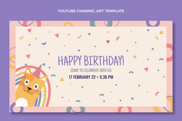 평면 디자인 최소한의 생일 youtube 채널 아트