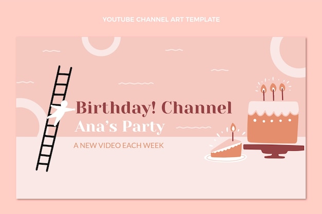 Free vector flat design minimal birthday youtube channel