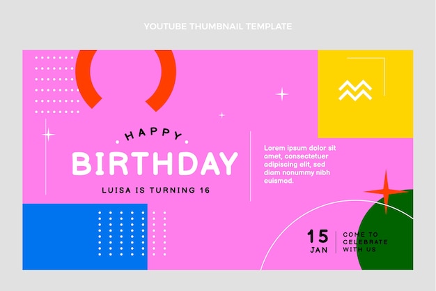 Flat design minimal birthday youtube thumbnail