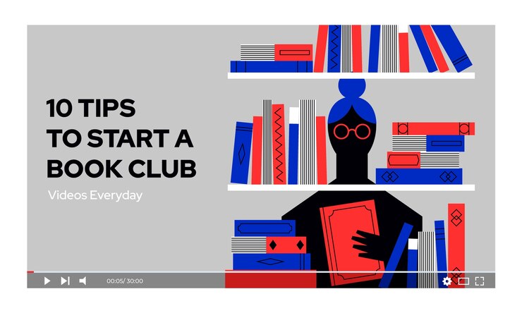 Free Vector flat design minimal book club youtube thumbnail