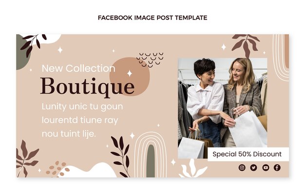 Flat design minimal boutique facebook post template