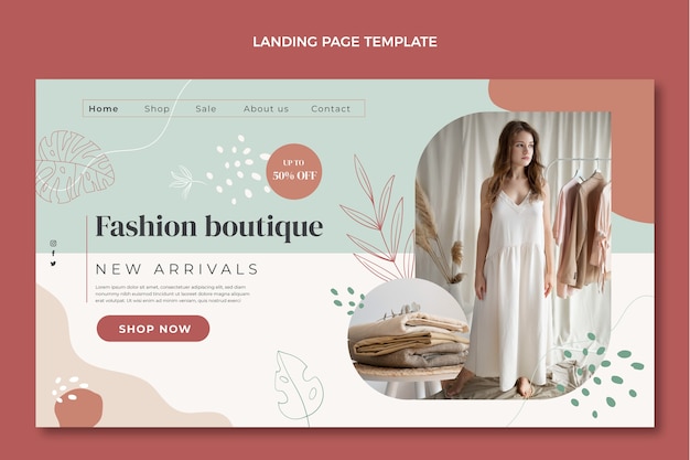 Free vector flat design minimal boutique landing page