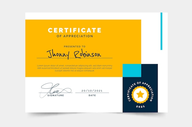 Free vector flat design of minimal certificate template