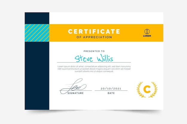 Free vector flat design of minimal certificate template