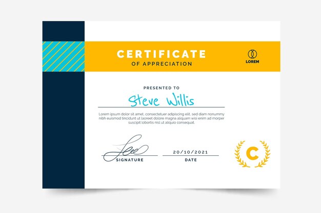 Flat design of minimal certificate template