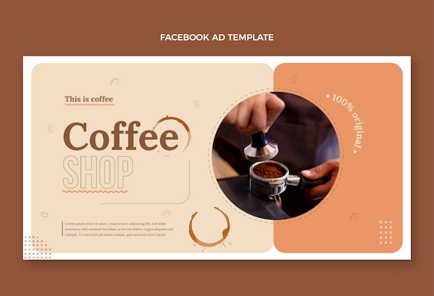 Annuncio facebook caffè minimal design piatto