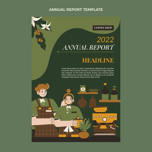 Flat design minimal coffee shop annual report