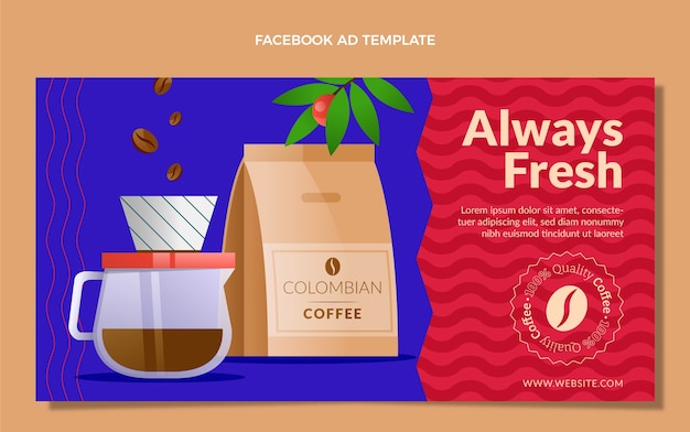 Vettore gratuito annuncio di facebook della caffetteria minimale dal design piatto