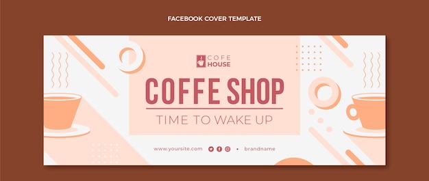 Vettore gratuito copertina facebook design piatto minimal coffee shop