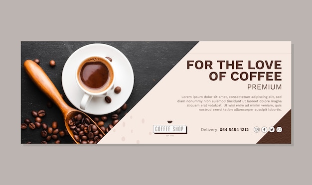 Free vector flat design minimal coffee shop facebook cover