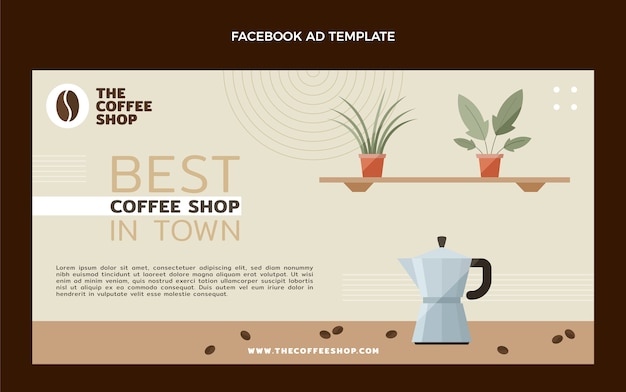 Flat design minimal coffee shop facebook template