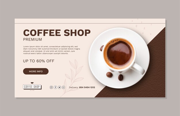 Flat design minimal coffee shop facebook template