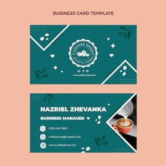 Flat design minimal coffee shop horizontal business card