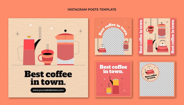 Flat design minimal coffee shop instagram post