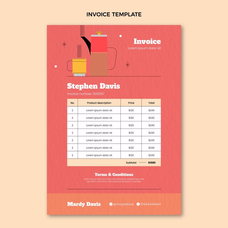 Free Vector flat design minimal coffee shop invoice
