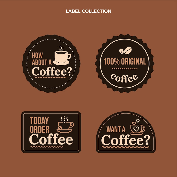 Free Vector flat design minimal coffee shop  label and badges