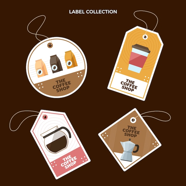 Flat design minimal coffee shop labels