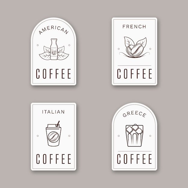 Free vector flat design minimal coffee shop labels