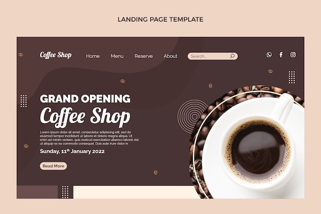 Flat design minimal coffee shop lading page