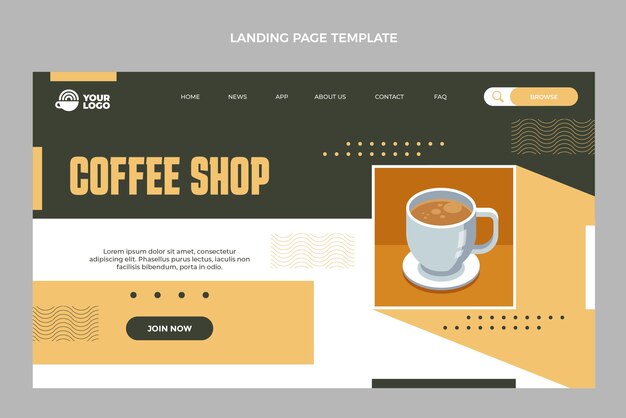 Flat design minimal coffee shop landing page