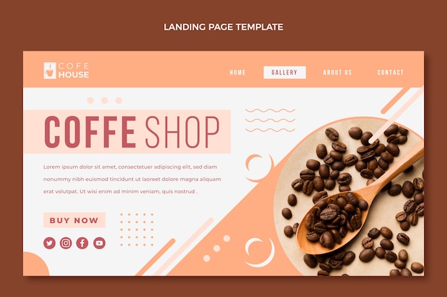Бесплатное векторное изображение Плоский дизайн минимальной целевой страницы кафе