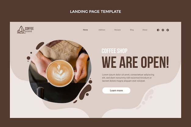 Free vector flat design minimal coffee shop landing page