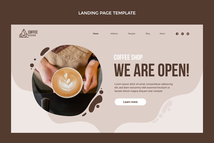Free Vector flat design minimal coffee shop landing page