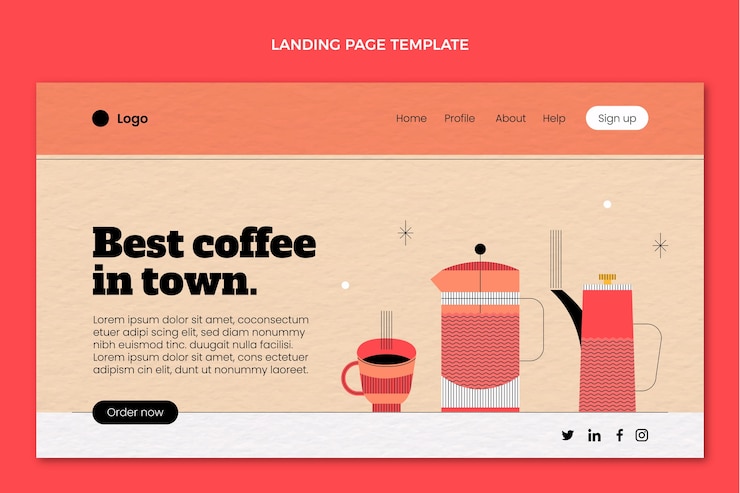 Free Vector flat design minimal coffee shop landing page