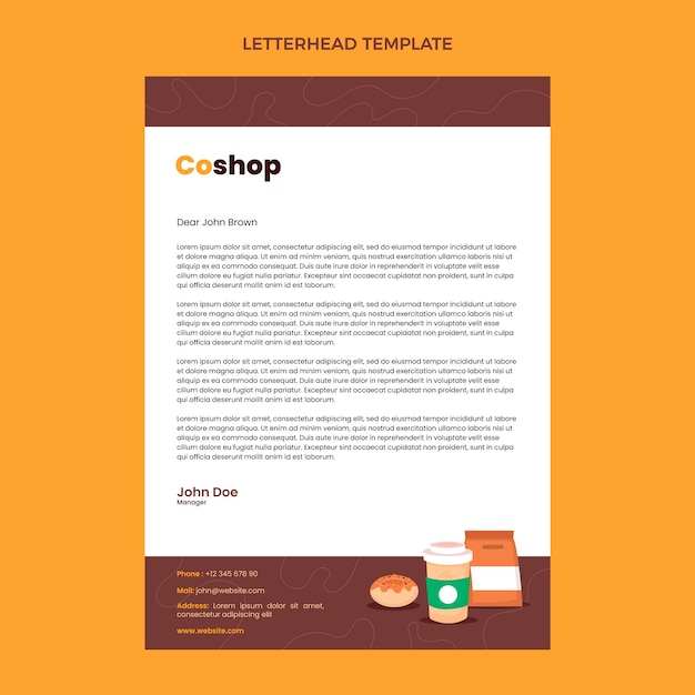 Flat design minimal coffee shop letterhead