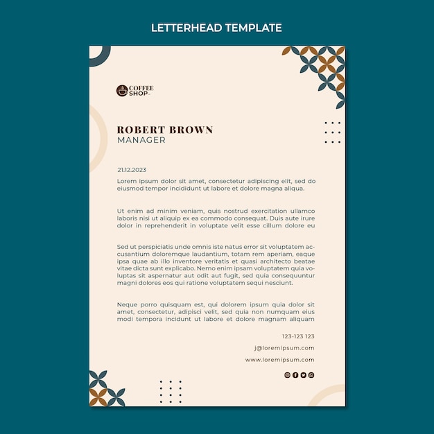 Flat design minimal coffee shop letterhead