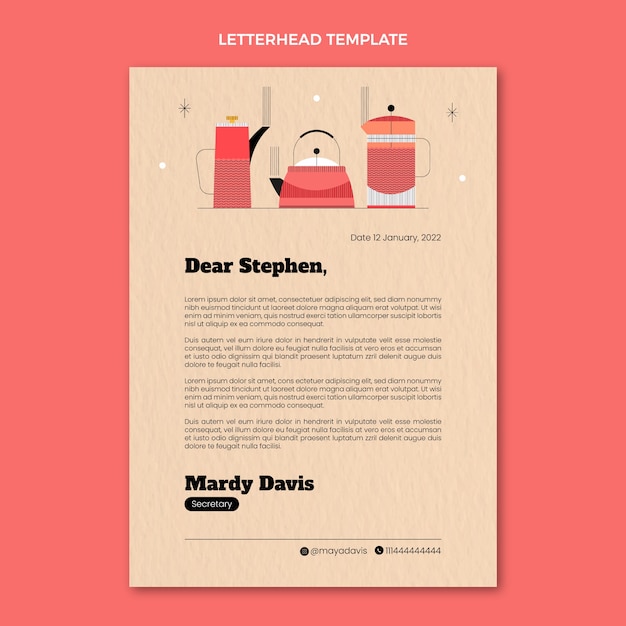 Flat design minimal coffee shop letterhead