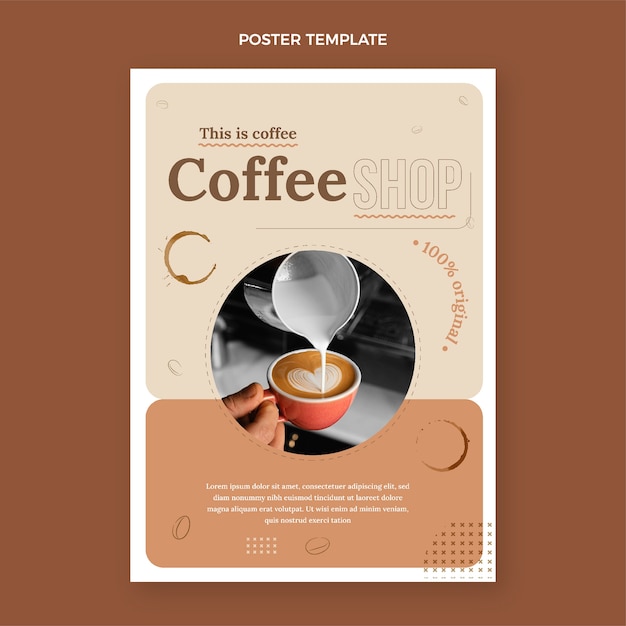 Vettore gratuito poster di caffetteria minimal design piatto