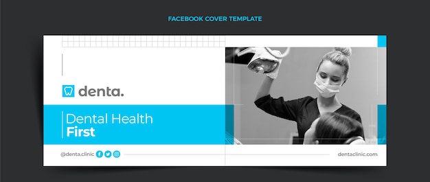 Free vector flat design minimal dental clinic facebook cover