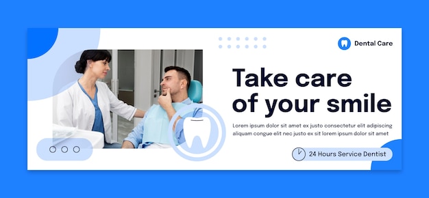 Flat design minimal dental clinic facebook cover