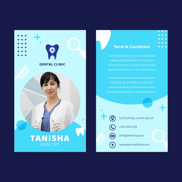 Flat design minimal dental clinic id card template