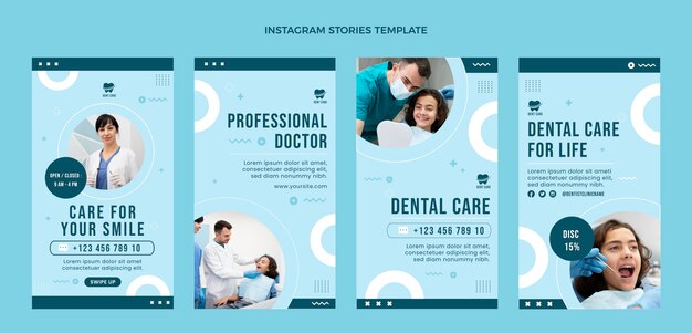 フラットデザインの最小限の歯科医院のInstagramストーリー