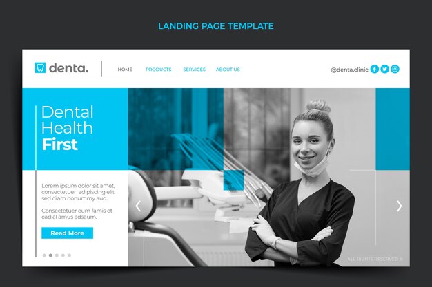 Flat design minimal dental clinic landing page