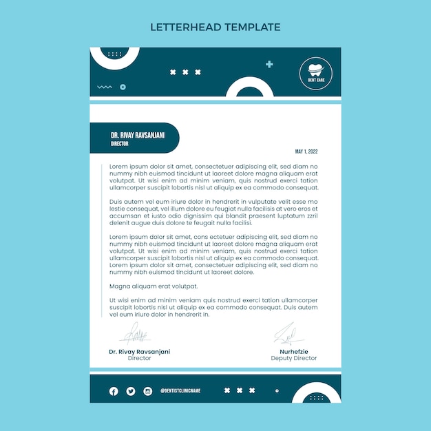 Flat design minimal dental clinic letterhead