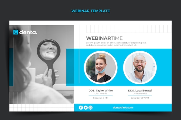 Free vector flat design minimal dental clinic webinar