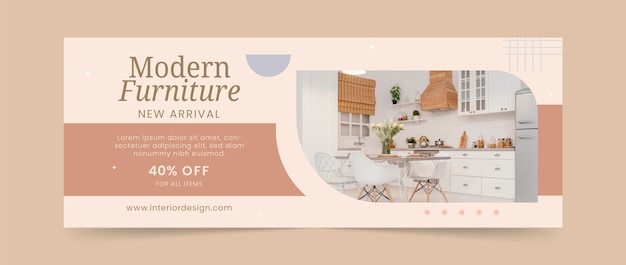 Free vector flat design minimal interior design facebook cover template