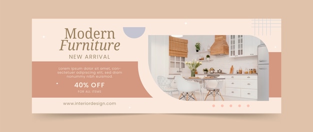 Free vector flat design minimal interior design facebook cover template