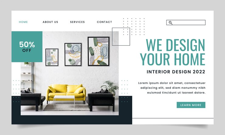 Free Vector flat design minimal interior design landing page