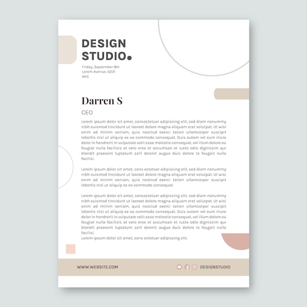 Flat design minimal interior design letterhead template