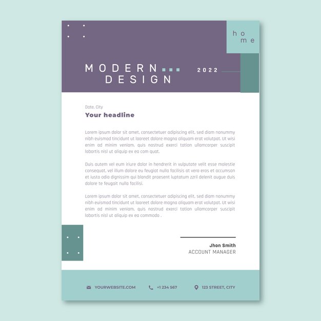 Flat design minimal interior design letterhead