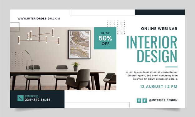 Free vector flat design minimal interior design webinar