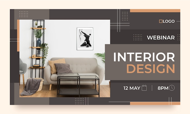 Free Vector flat design minimal interior design webinar