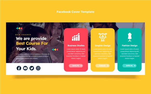 Flat design minimal international school facebook cover